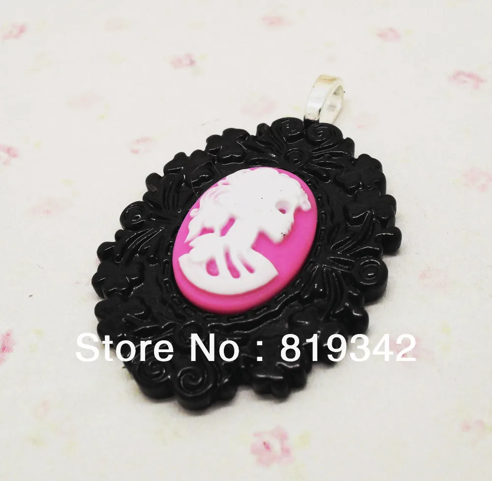 Бесплатная доставка 6 шт./партия кулоны в оправе камея с изображением скелета