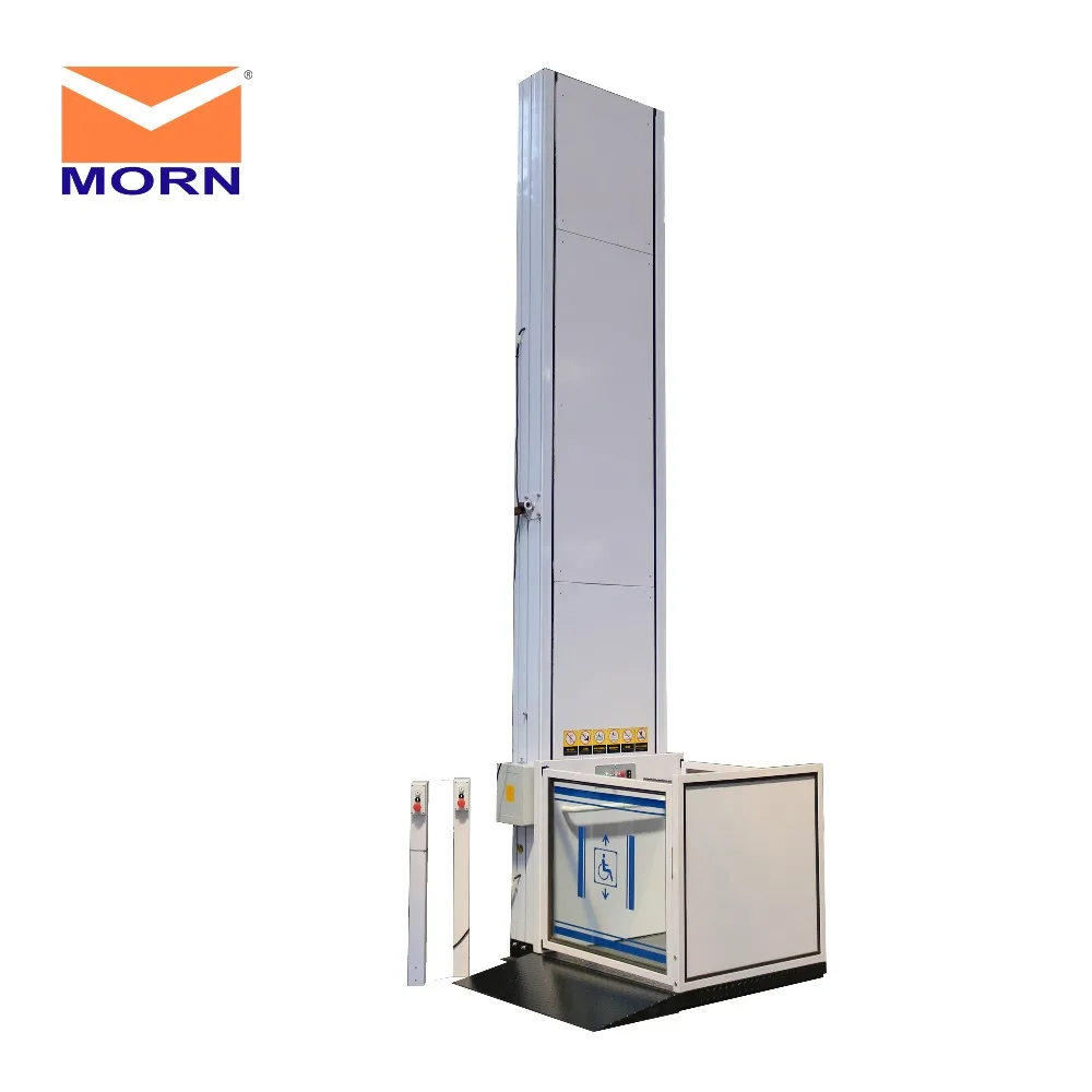 Вертикальный платформенный стол для инвалидных колясок WL0.25-3.5 домашний лифт MORN с дверью на площадке производителя из Китая.