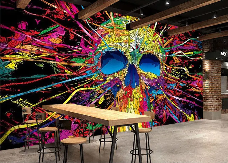 

[Self-Adhesive] 3D Skull Graffiti 209 Wall Paper mural Wall Print Decal Wall Murals