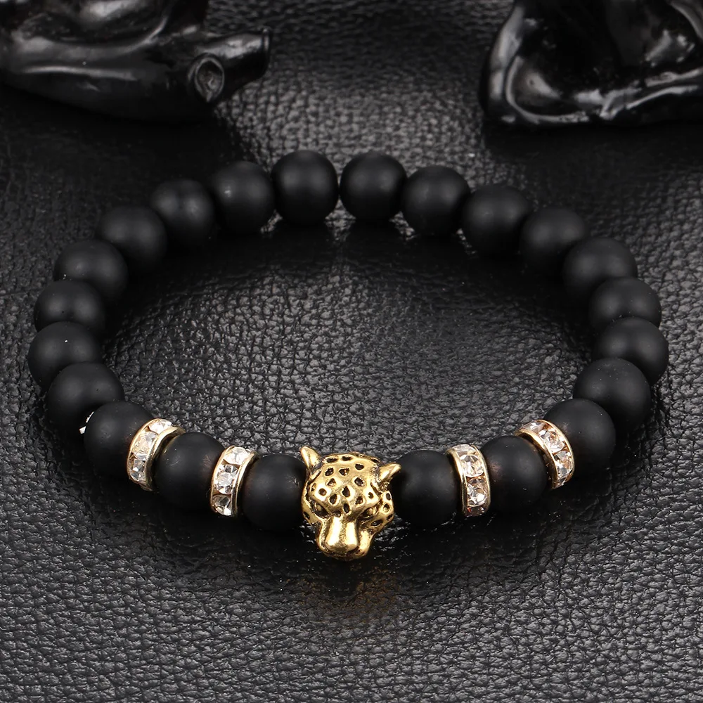 Модный мужской браслет высокого качества натуральный камень вулканическое