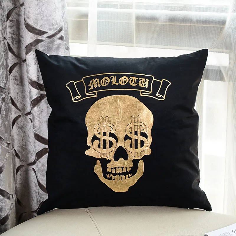 Punk Style Mexico Skull Cotton Linen Cushion Chair Seat and Back Square Pillowcase Home Garden Decorative | Дом и сад