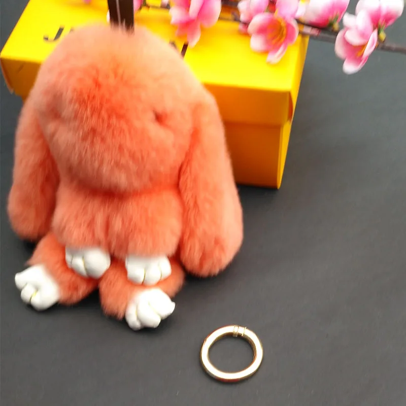 

Lovely Rabbit Key Chains Handmade Rabbit Hair Keyring for Bags Hanging Pendant Decoration Pompom Fluffy Ball Kids Toys