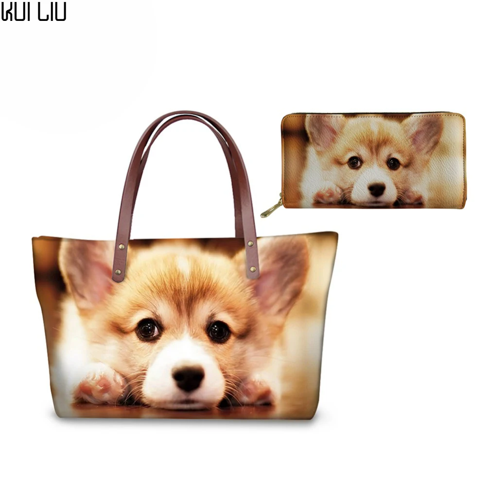 Женский комплект сумок для покупок с принтом в виде милых собак Welsh Corgi