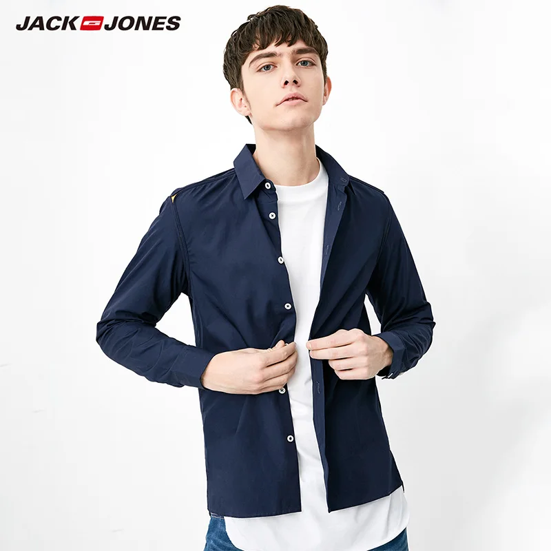 Jack Jones Бренд 2018 Новинка Мужская Рубашка с Хлопка 100% Мужский Кардиган Удобный
