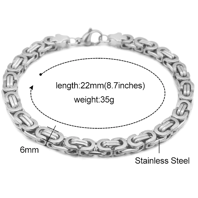 Браслет из нержавеющей стали с плоскими звеньями диаметром 6 мм|gift bracelet|bracelet
