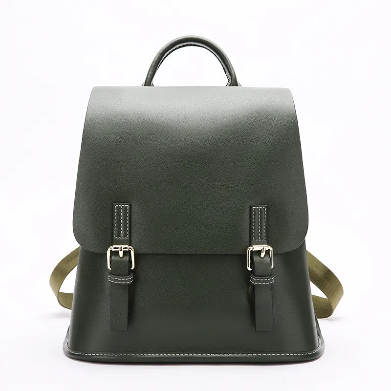 Dark Green Burminsa, корейский стиль, рюкзак из натуральной кожи для женщин, маленькие подростковые школьные сумки для девочек, высокое качество, женские дорожные сумки - Цвет: Dark Green