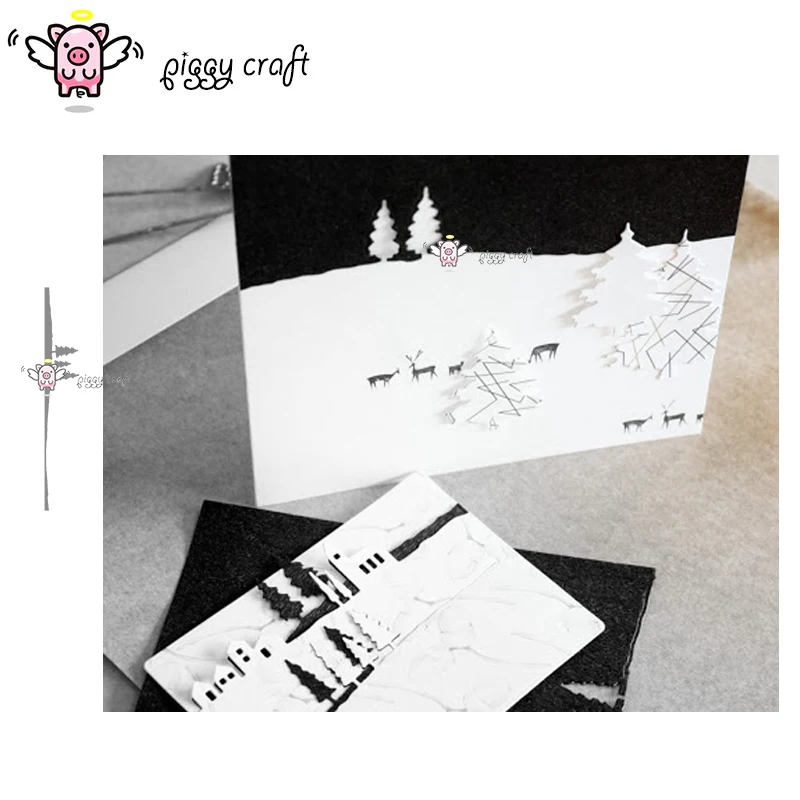 Piggy Craft metal cutting dies cut die mold Christmas tree edge Scrapbook paper craft knife mould blade punch stencils | Дом и сад