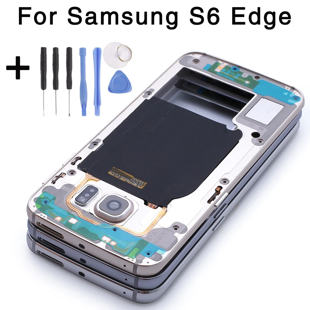 Для Samsung Galaxy S6 Edge G925 G925F G925T Корпус ЖК дисплей средняя рамка Шасси пластина в сборе|Корпусы и рамки для