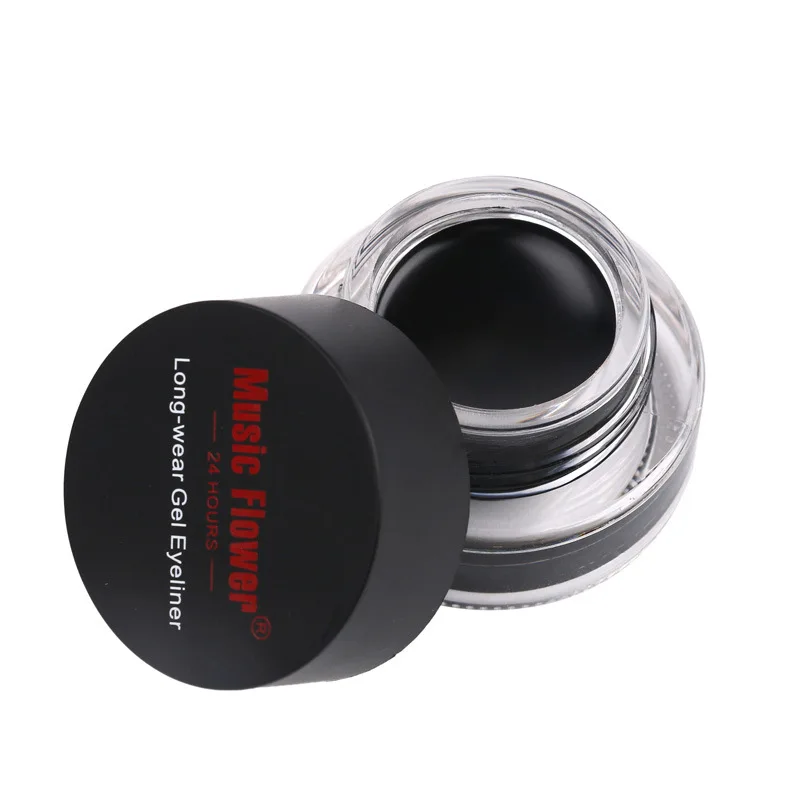 Music Flower 2 in 1 Brown+Black Gel Eyeliner Make Up Water-proof And Smudgeproof Cosmetics Set Eye Liner Kit Makeup |