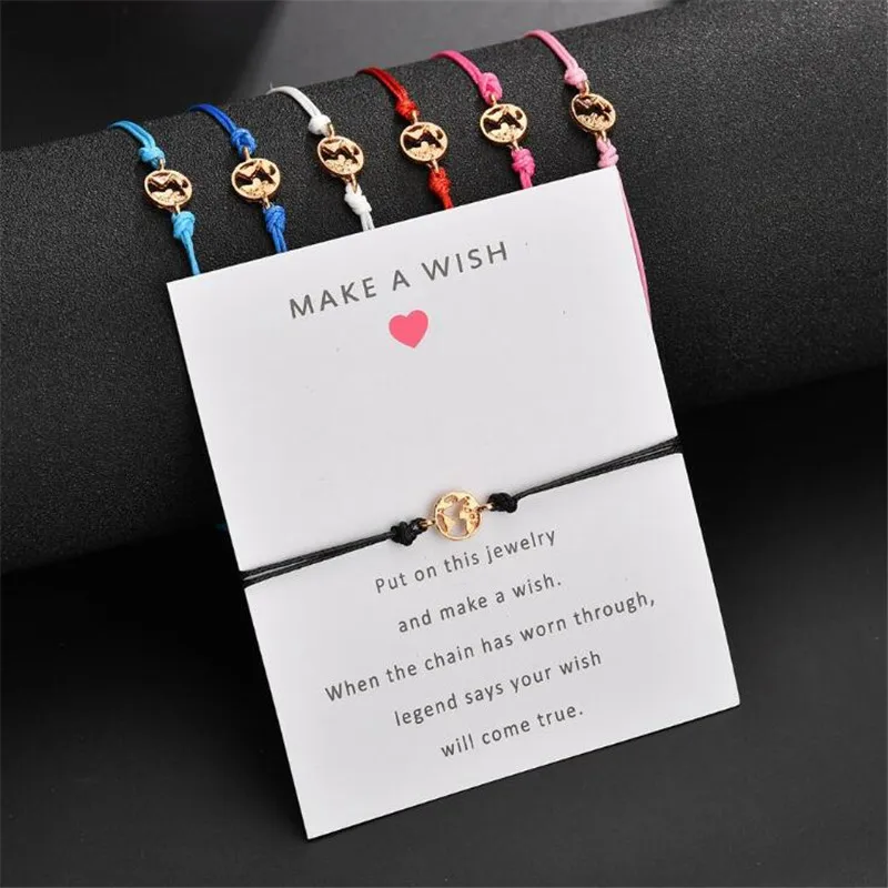 Vintage Charm World Map Bracelets &amp Bangles Femme Adjustable Fashion Wristband Wish Bracelet Lucky Red String Jewelry Hot | Украшения и