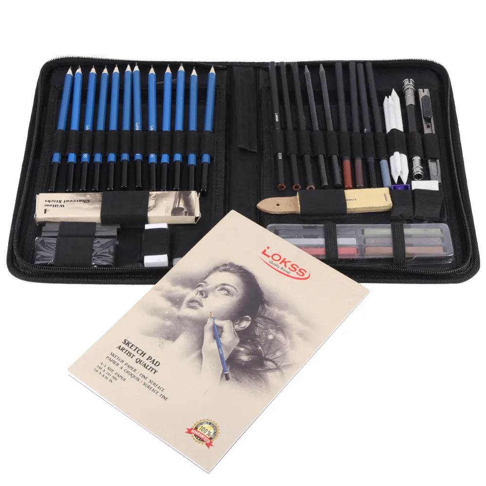 

48PCS Professional Sketching Drawing Pencils Kit Carry Bag Art Painting Tool Set Student Black