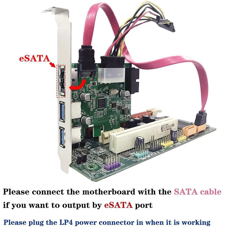 Плата расширения eSATA PCIe к двойному USB 3 0 и 1 порту адаптер контроллера