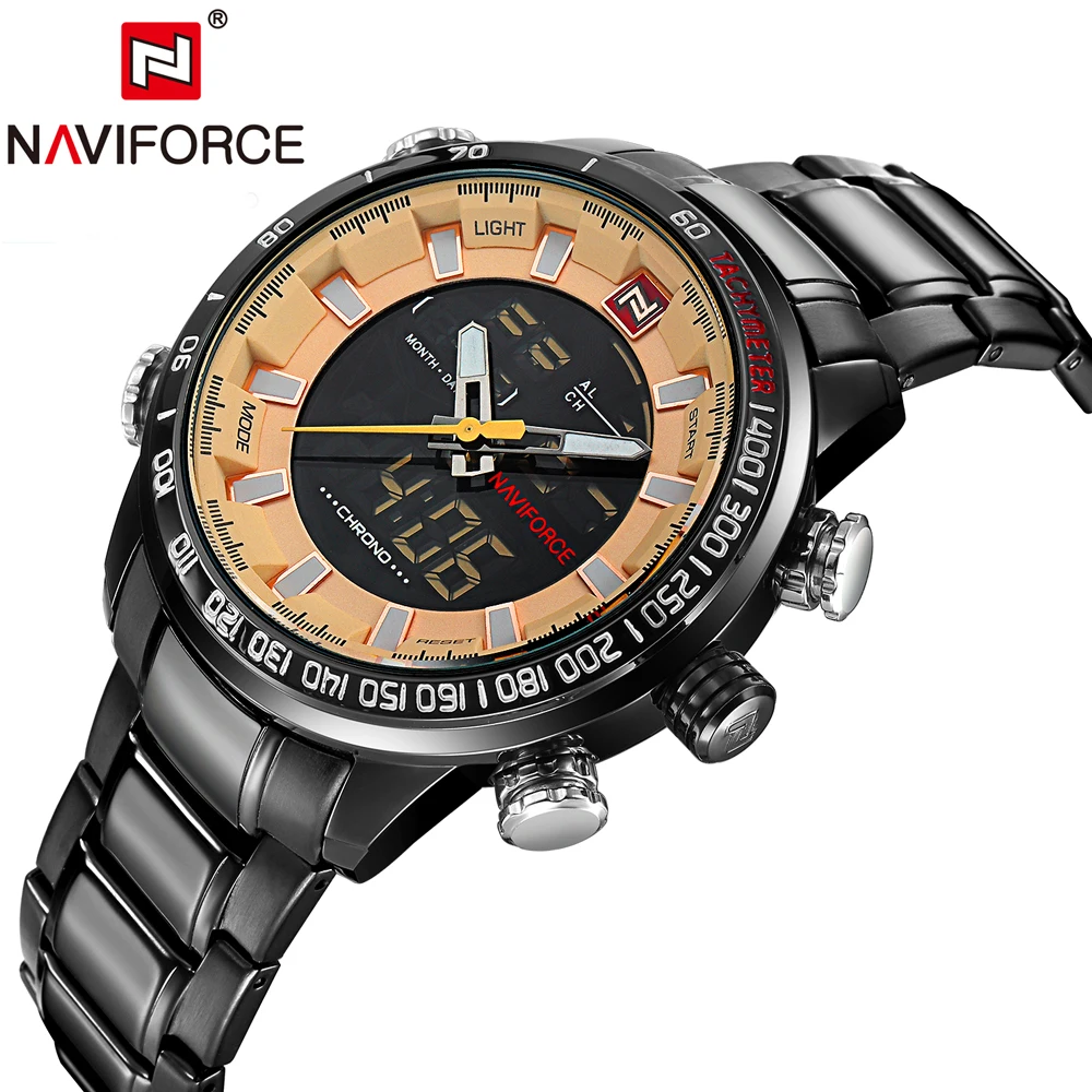 NAVIFORCE Роскошные спортивные наручные часы Мужские Водонепроницаемые Мужские часы Мужские Цифровые кварцевые аналоговые часы Военные Relogio Masculino