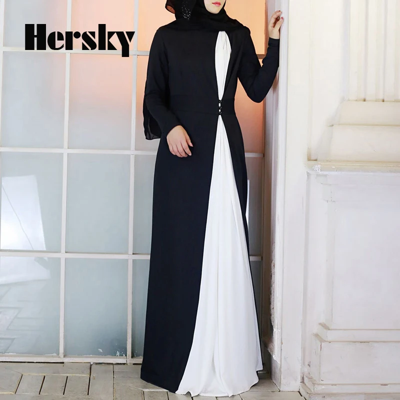 Модное классическое черно белое платье dubai abaya Ближний Восток арабское турецкое