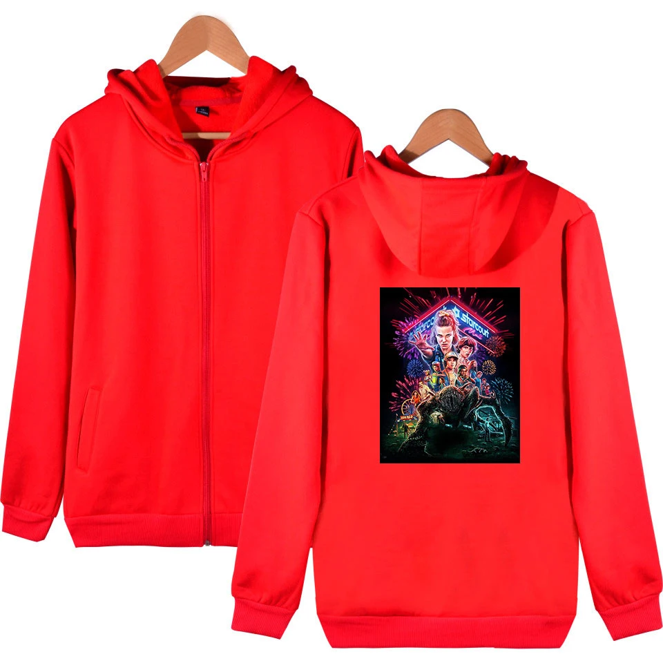 

Stranger Things Fashion Printed Zipper Hoodies Women/Men Long Sleeve Hooded Sweatshirt 2019 Hot Sale Casual Streetwear Clothes