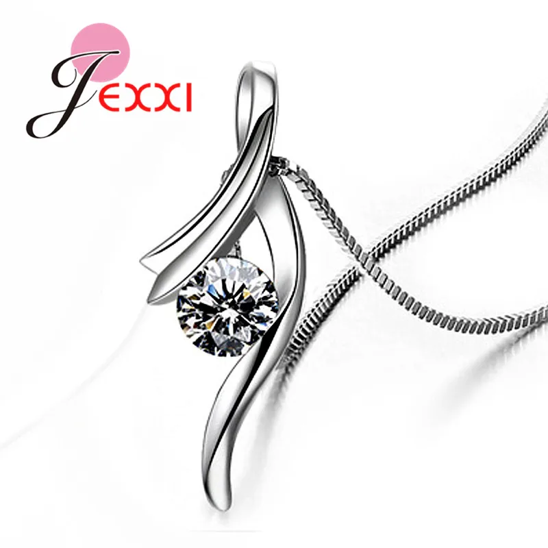 Подлинное серебро 925 пробы новый модный дизайн кулон ожерелье CZ свадебные - Фото №1