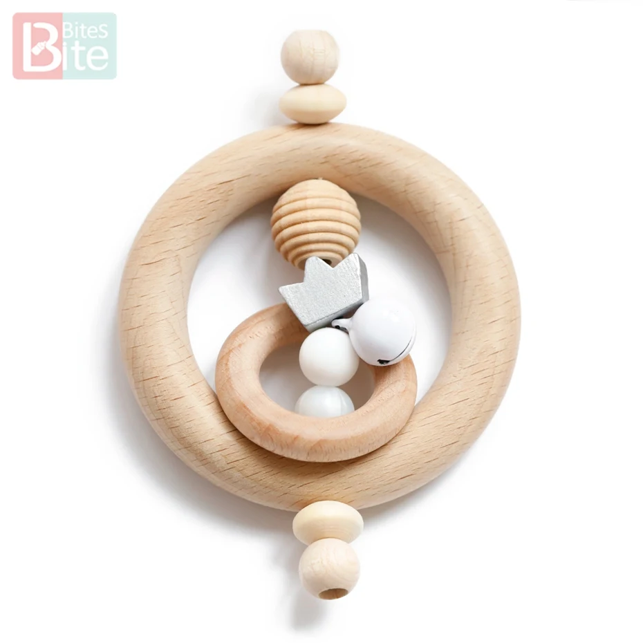 Rattle Crown Укусы 1 шт. детские игрушки из бука интеллект захватывающие десны ручной Колокольчик погремушка Монтессори Детские Погремушки Развивающие игрушки для малышей - Цвет: Rattle Crown
