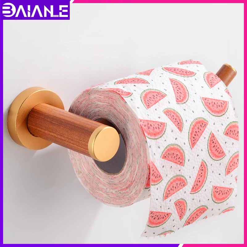 

Toilet Paper Holder Wood Aluminum Creative Roll Paper Holder Rack Wall Mounted Paper Towel Holder WC Bathroom Tissue Roll Hanger