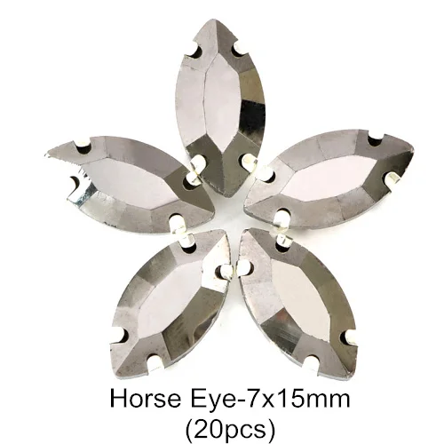 7x15mm-Silver Высокое Качество гематит пришивные стразы с когтями с плоской задней стороной Серебряный/Золотой Коготь Швейные Стразы Кристалл для DIY одежды B1241 - Цвет: 7x15mm-Silver