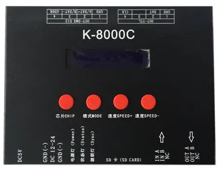 K 8000C (T 8000 обновленная версия) sd карта LED pixel контроллер off line 8192 пикселей