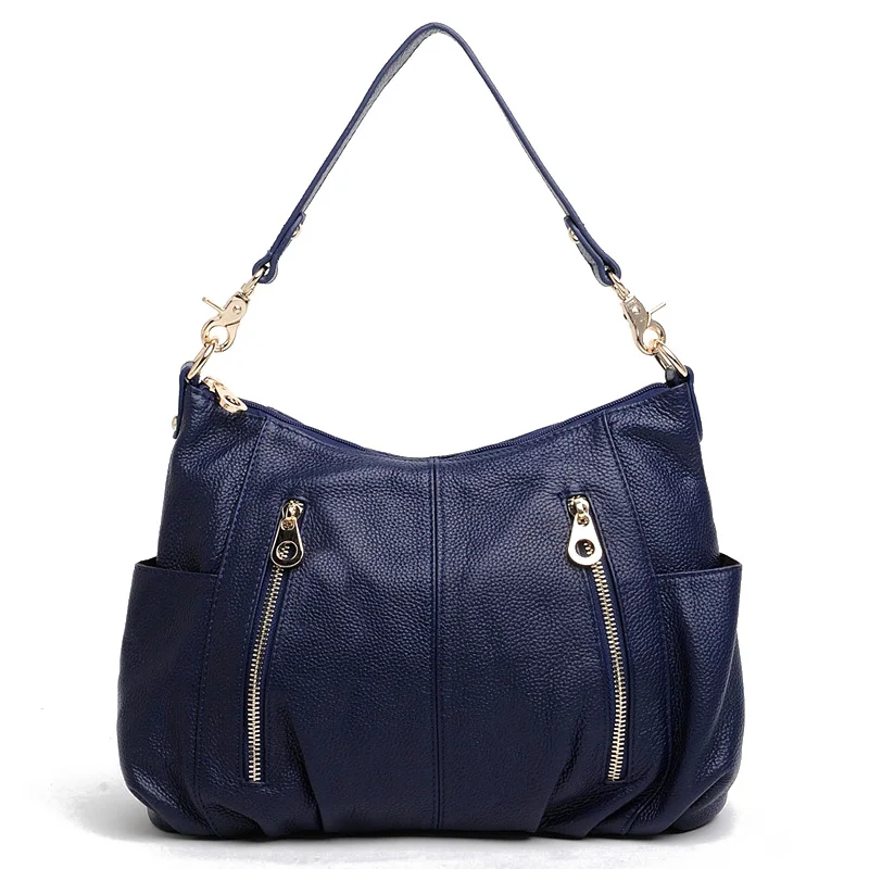 Dark Blue Zency Сумка из натуральной кожи, модная женская сумка на плечо, повседневная сумка-тоут с большим количеством карманов, дизайнерская женская сумка-мессенджер через плечо - Цвет: Dark Blue