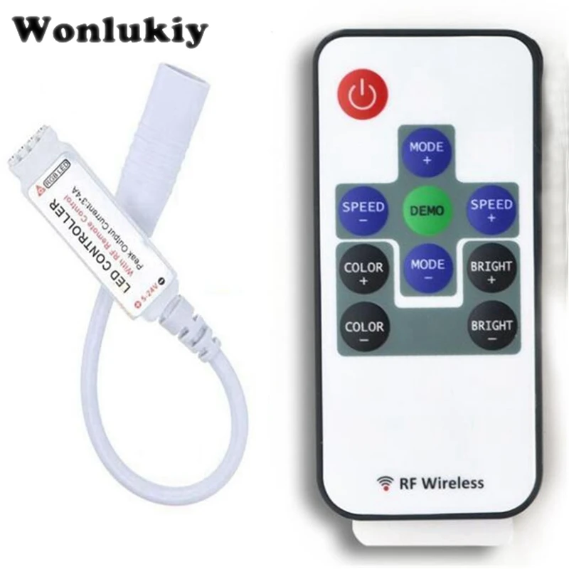 Wonlukiy RF беспроводной пульт дистанционного управления светодиодный диммер для RGB
