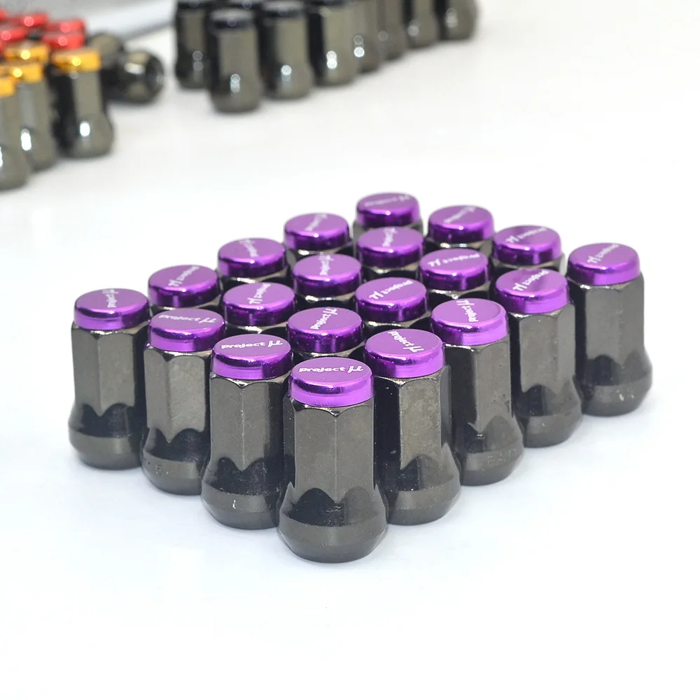 PURPLE 20 шт сталь 33 мм M12x1.5 M12x1.25 гоночный автомобиль стальной обод колеса гайки Блокировка колеса гайки - Название цвета: PURPLE