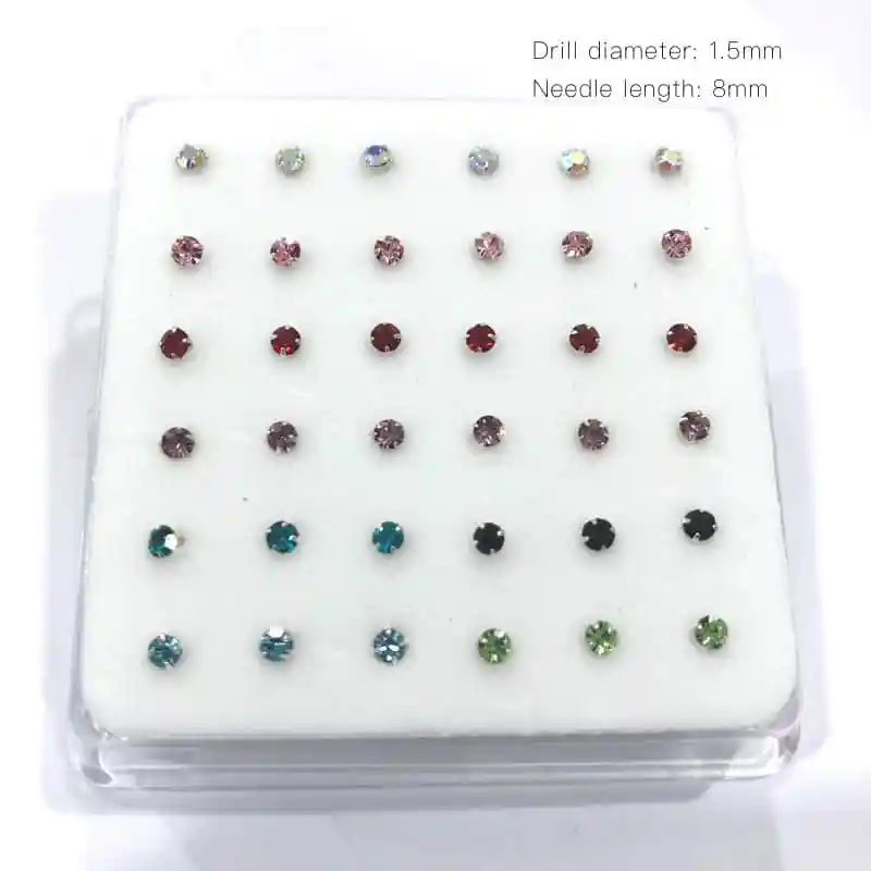 2.5mm ball end 36 шт./компл. 925 пробы серебристый прозрачный со стразами нос кольцо и серьги-гвоздики ювелирные изделия для пирсинга 1,5/2/2,5/3 мм слуховая косточка ногтей - Окраска металла: 2.5mm ball end