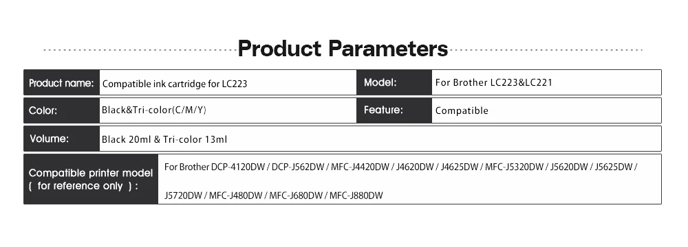 4BK LC223 чернильный картридж LC 223 LC223XL совместимы для Brother DCP-J562DW DCP-J4120DW MFC-J480DW MFC-J680DW MFC-J880DW