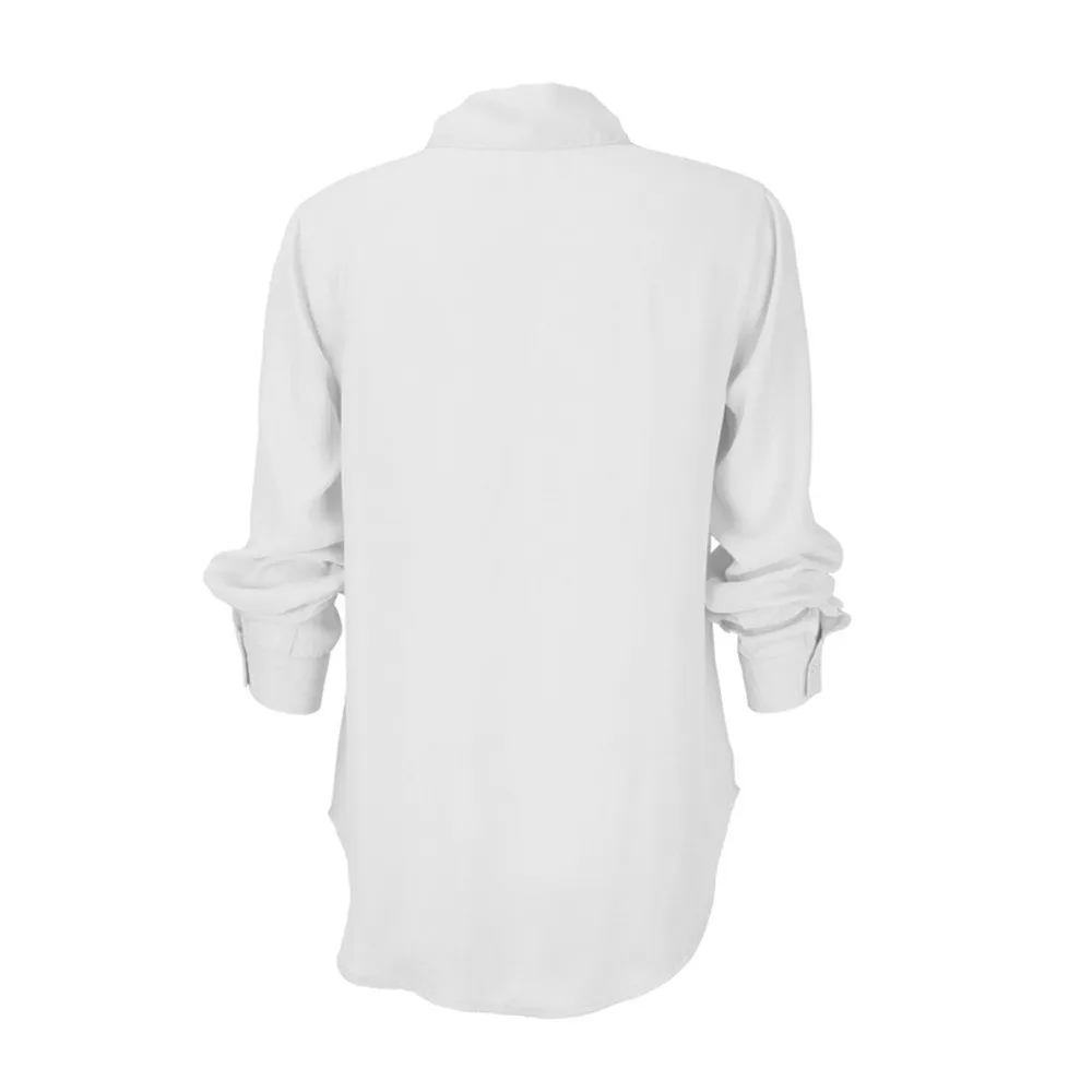 vetement femme 2019 Women plus size 5XL 3 Colors Long Sleeve V Neck chiffon Blouse female solid shirt white roupa feminina |