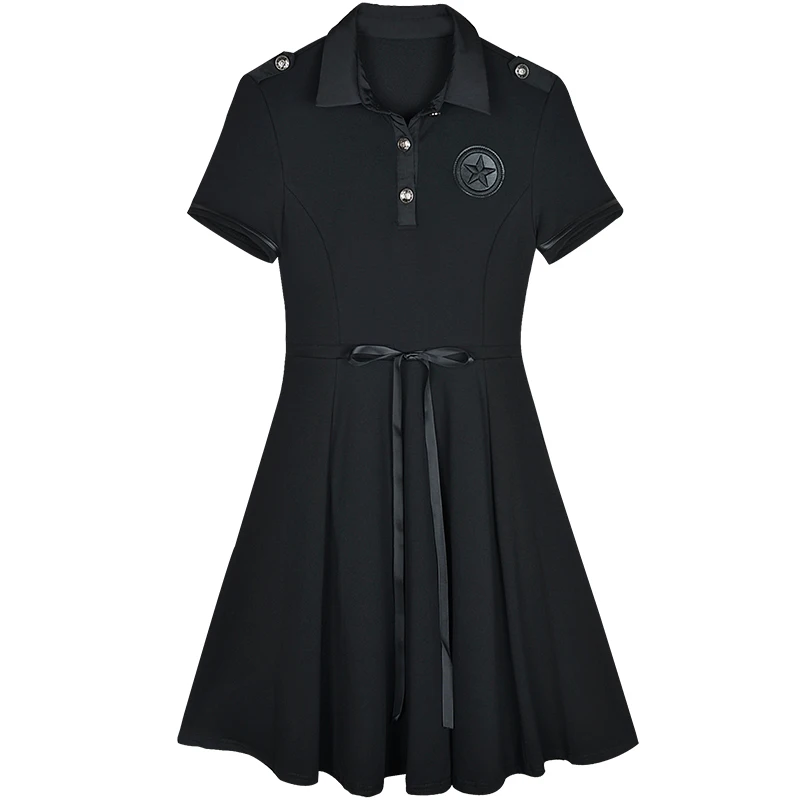 Платье женское на пуговицах с коротким рукавом и поясом | Женская одежда