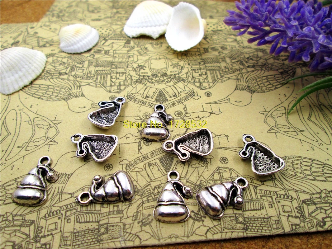 25 шт-17*10 мм античная серебряная Рождественская шляпа с односторонними подвесками Ювелирная фурнитура