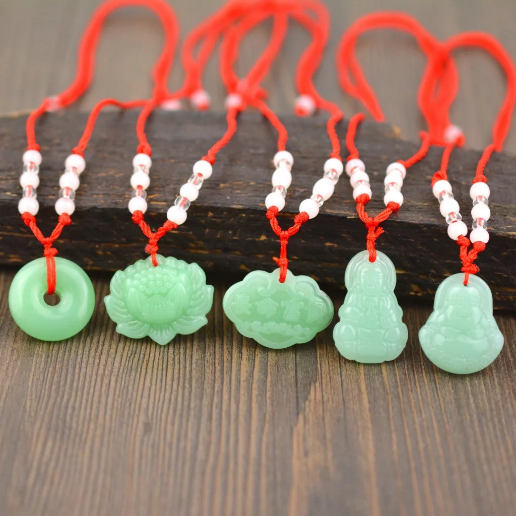 Унисекс подвес ожерелье Jadeite Lotus Amulet Подвеска пончик Диск драгоценный камень