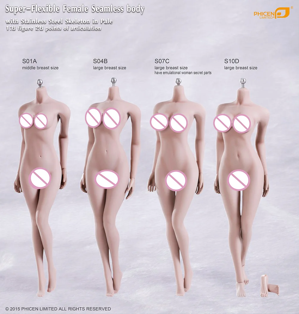 1/6 женская кукла бесшовное тело со скелетом из нержавеющей стали без головы в