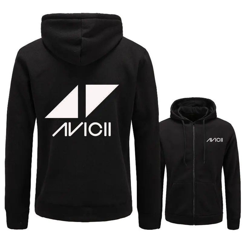 Мужская/Женская толстовка с капюшоном AVICII черная в стиле хип хоп на