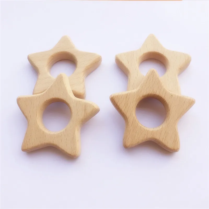 Ченкэй 10 шт. деревянный Прорезыватель зубов в виде звезды кольцо Nature детская