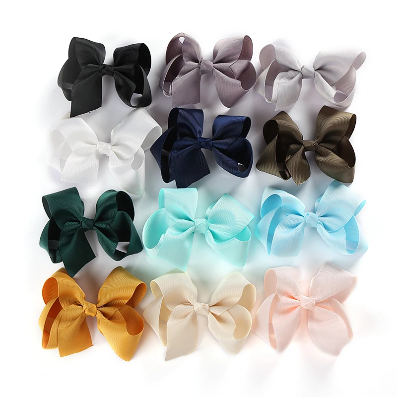 24 colors 5 Inches Hair Bow Boutique Grosgrain Ribbon Hairgrips Clips Headwear Barrette Bowknot For Women Girls Accessories | Детская