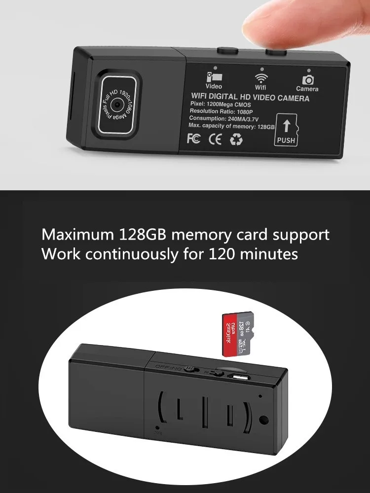Full HD 1080P Мини Wifi камера с двойным объективом, беспроводной пульт дистанционного управления, мини видеокамера, видео регистратор, TF карта для IOS, Android, Windows