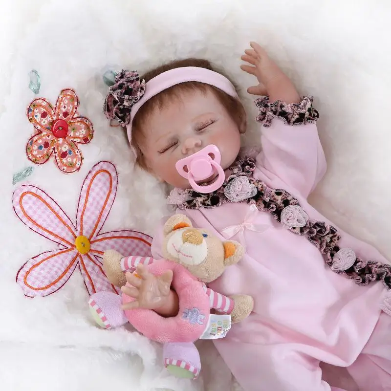 New 55cm Silicone Reborn Baby Dolls Sleeping Babies Lifelike Real Vinyl Belly Girls Bebe Alive Brinquedos Bonecas | Игрушки и хобби