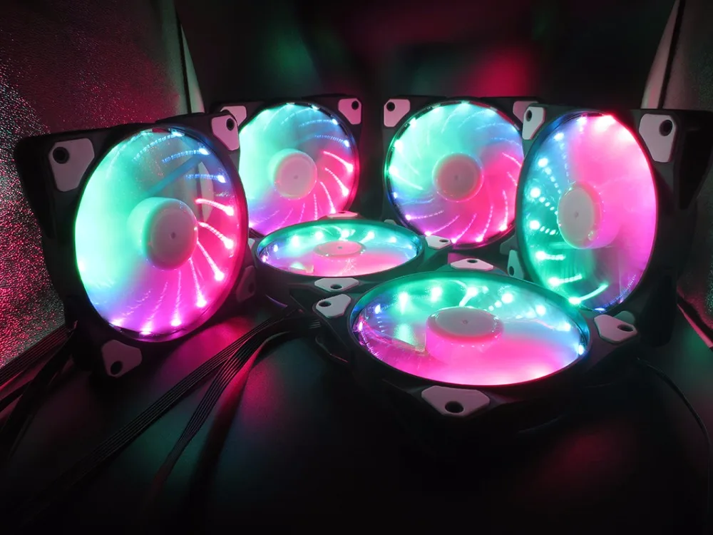 RGB вентилятор с регулировкой 15LED 120 мм компьютерный корпус ПК охлаждающий вентилятор тихий дистанционный вентилятор компьютерный кулер охлаждающий 12cmRGB игровой корпус вентилятор