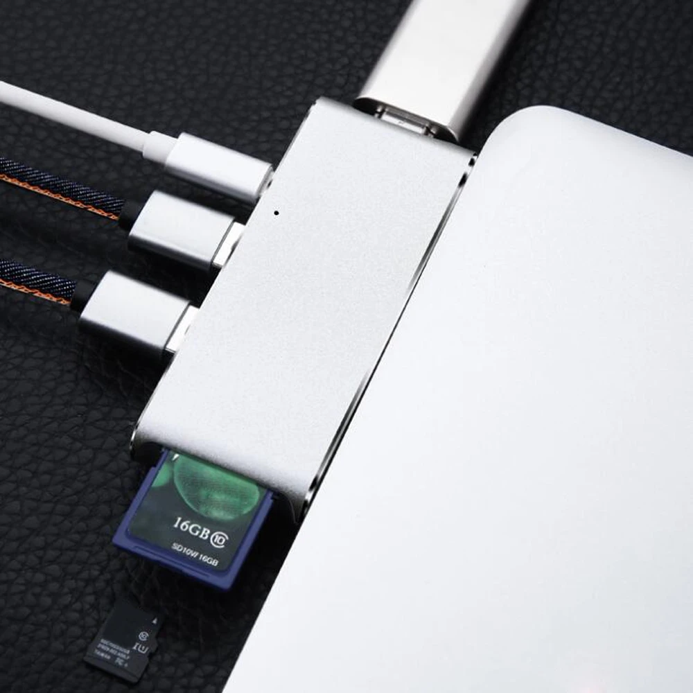 10 шт./лот 6 в 1 USB 3 Type C 4K HDMI 0 SD TF кардридер концентратор зарядный адаптер для MacBook Pro