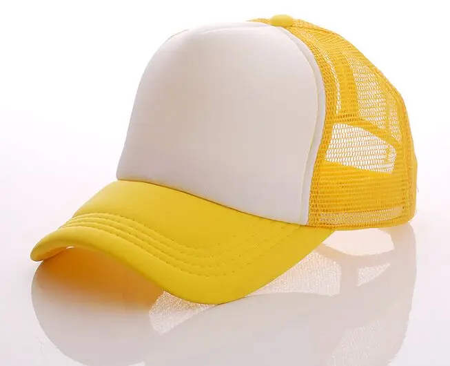 Yellow and white Новинка, 1 шт., OEM ODM, Пользовательский логотип, реклама, дышащая сетка, Snapbacks, Кепка для водителя грузовика, для взрослых, повседневная, регулируемая бейсболка, Gorros - Цвет: Yellow and white