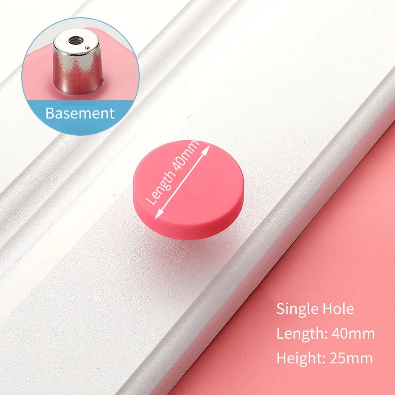 Round Pink KAK детская комната ручки для ящиков и ручки Луна Звезда мультфильм Мебельная ручка ПВХ облако дверные ручки Шкаф Тянет для детей - Цвет: Round Pink