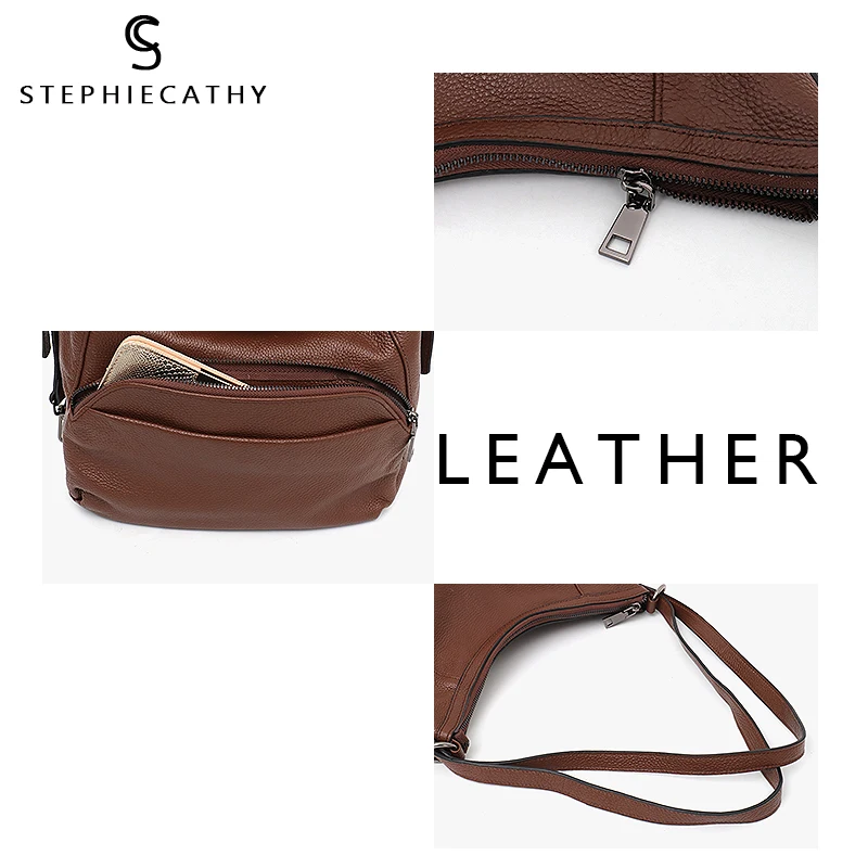 SC женские сумки из натуральной кожи коровьей большой емкости Хобо на ремне