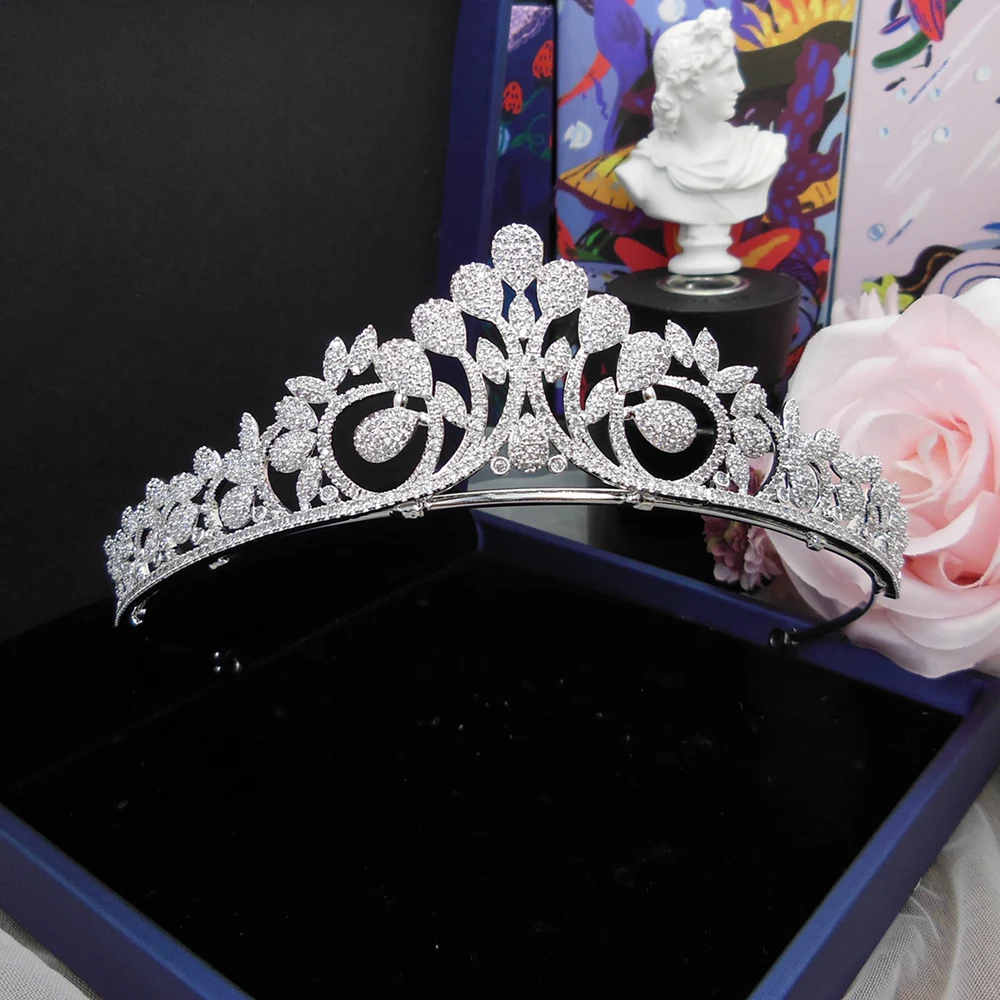 WIGO1042 tiara only Винтажная циркониевая свадебная диадема и серьги, свадебная корона, оголовье диадема, тиара и короны, Bijoux Cheveux Mariage WIGO1042 - Окраска металла: WIGO1042 tiara only