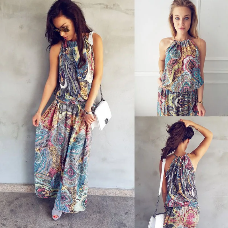 Новое поступление сельская местность Повседневное платье без рукавов бохо