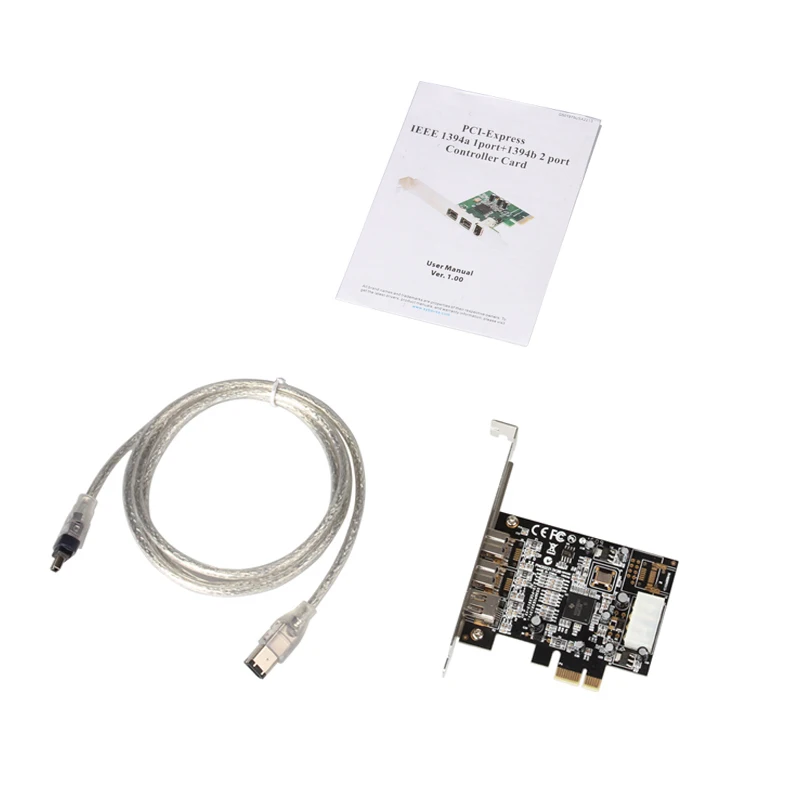 Дополнительная карта BTBcoin PCI Express 3 порта Firewire 1394B и 1394A PCIe 1 1x1 Чипсет TI XIO2213B 1394