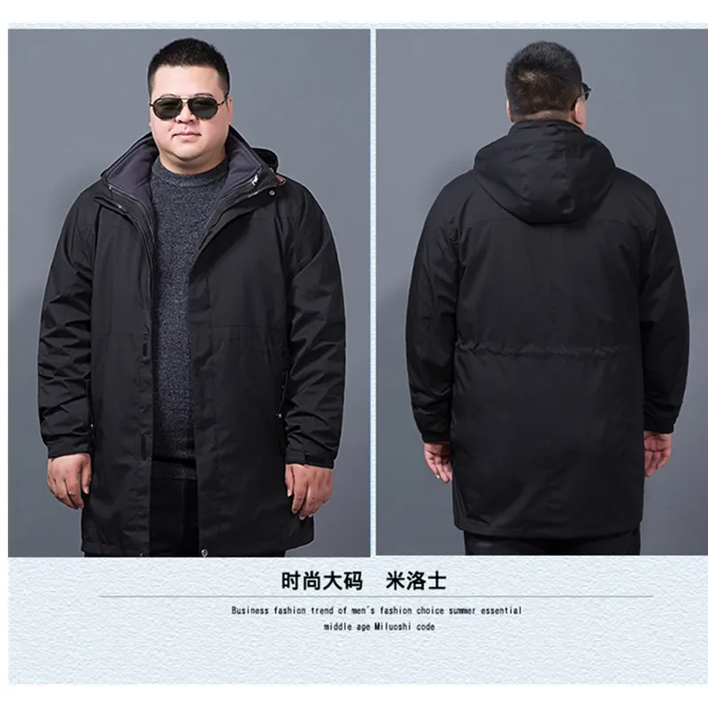Большие размеры 10XL 9XL 8XL 6XL 5XL 4XL зимняя куртка мужчин 2 в 1 парка теплая