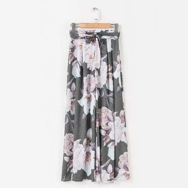 Модные женские Boho Цветочные Длинные штаны с высокой талией Палаццо мешковатые широкие брюки женские летние свободные повседневные брюки