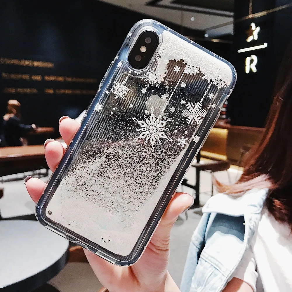 Снежинка зыбучий песок чехол для телефона iPhone xr прозрачный жидкий ТПУ телефонные